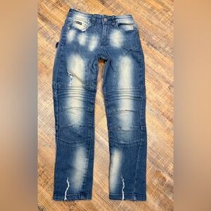 Phat Farm Girls Moto Skinny Jeans Size 8 Distressed Dark Wash